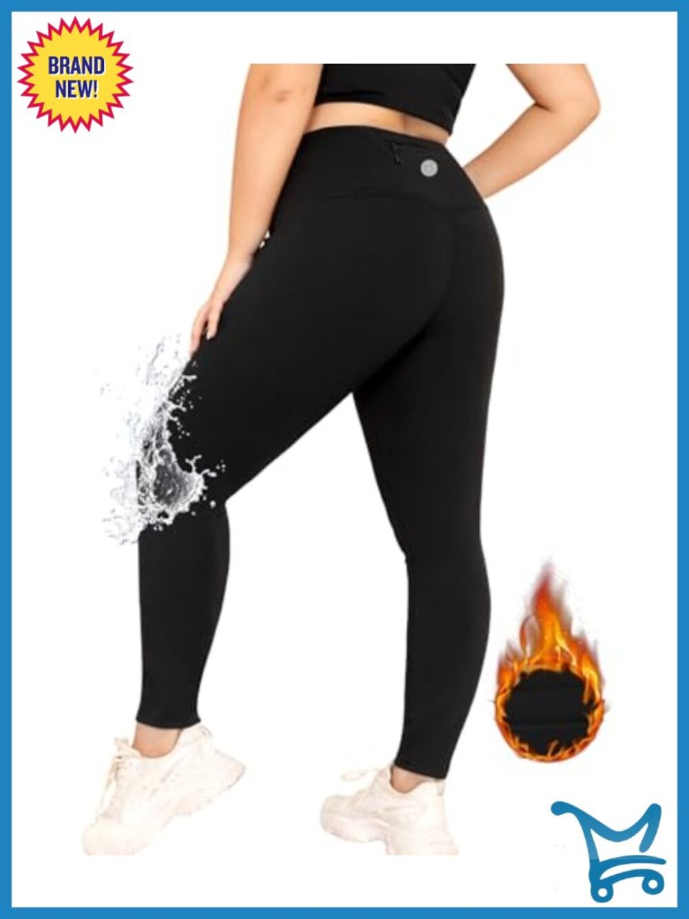 Fleece Lined Thermal Leggings Plus Size Water Resistant High Waisted with